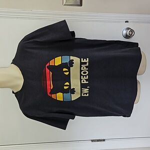 Ew, People Black Cat Shirt Size XL